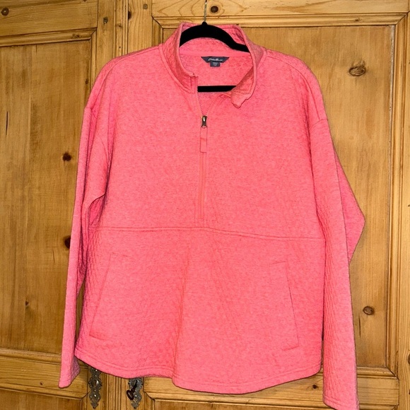 Eddie Bauer Tops - Eddie Bauer Women’s Coral Pink Quarter-Zip Pullover Size Large